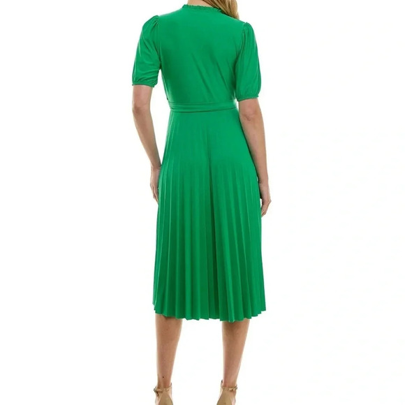 Nanette Lepore solid pleated dress with belt Size 14 Green - Picture 3 of 10